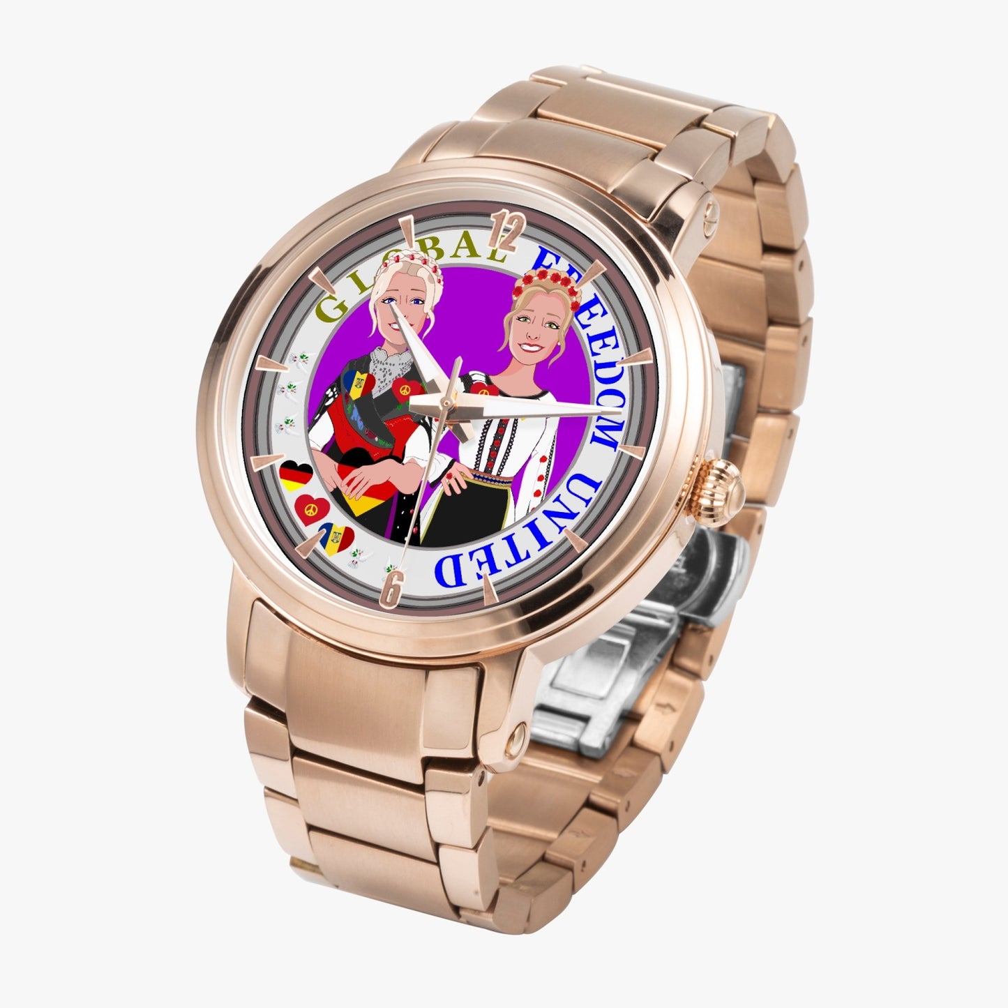 New Steel Strap Automatic Watch (With Indicators) GLOBAL FREEDOM UNITED WOMEN ROMANIA & GERMANY