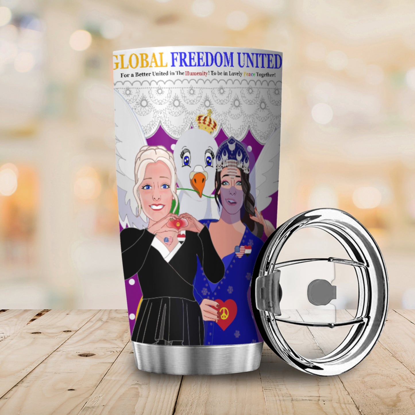 Tumbler GLOBAL FREEDOM UNITED© Women Yemen & USA Lilac 1