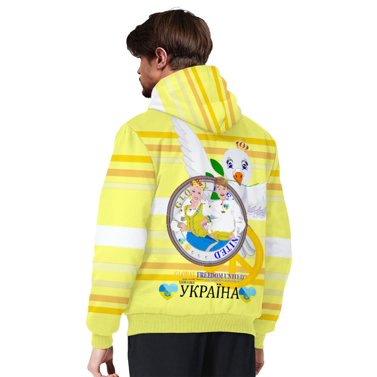 Plush Hoodie GLOBAL FREEDOM UNITED© Couple Ukrain Yellow