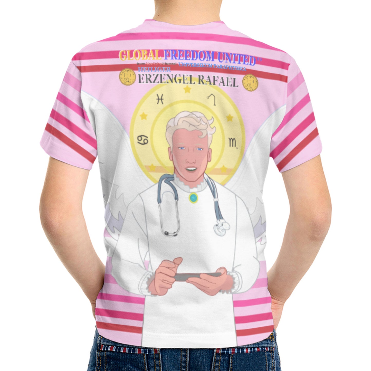 Kid´s T-shirt GLOBAL FREEDOM UNITED© Archangel Rafael German Pink1