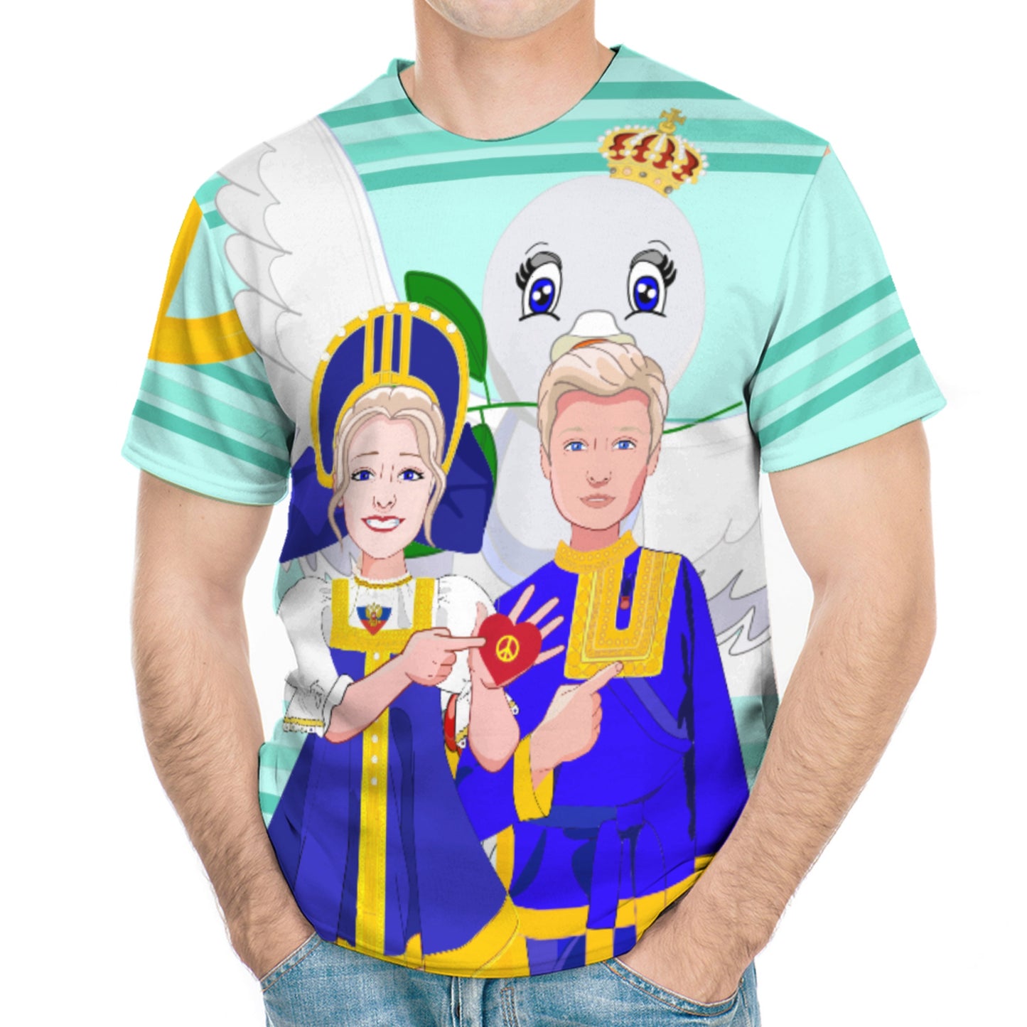 Men´s T-shirt GLOBAL FREEDOM UNITED© Couple Russia Light Green