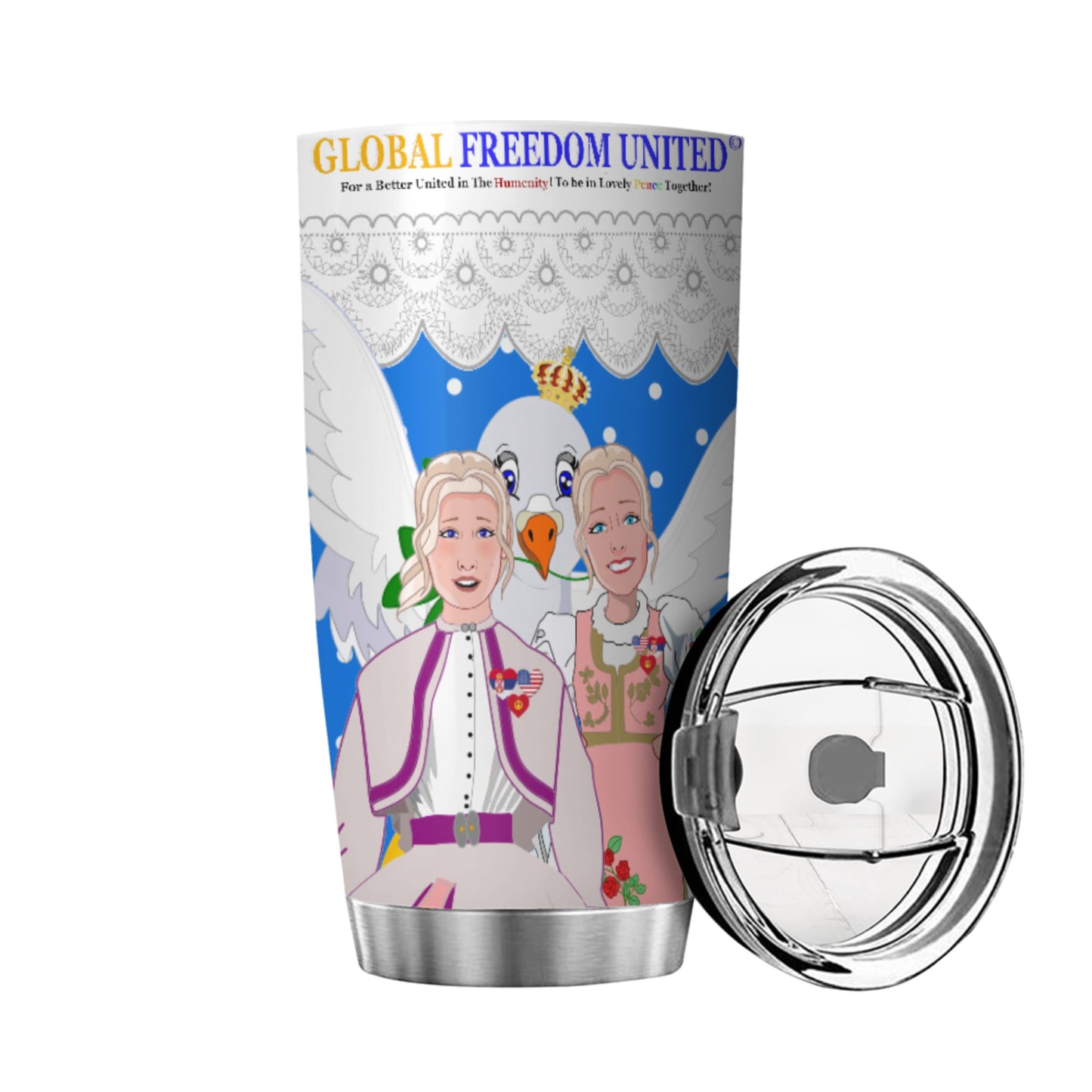 Tumbler 2 GLOBAL FREEDOM UNITED© Women Serbia & USA Blue