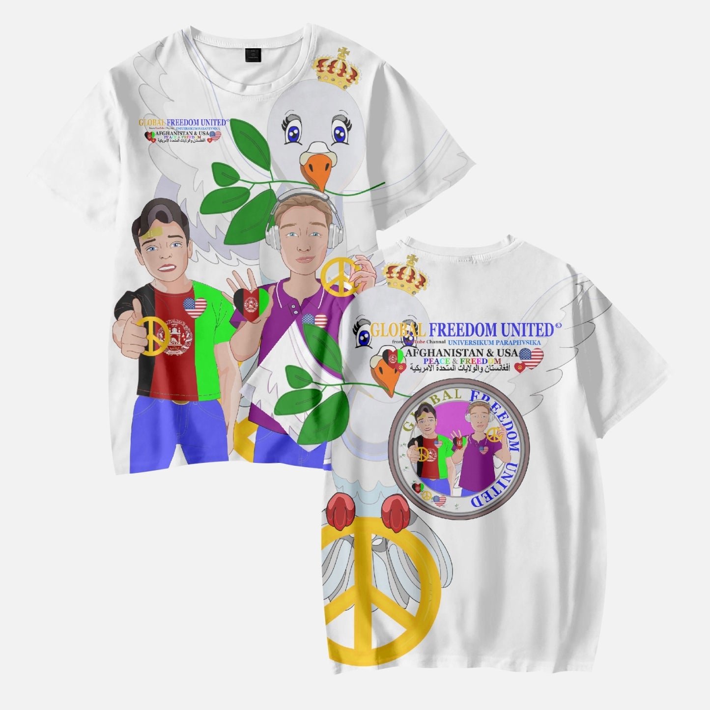 AOP Kids' Short T-Shirts GLOBAL FREEDOM UNITED BOY AFGHANISTAN & USA BIG 1