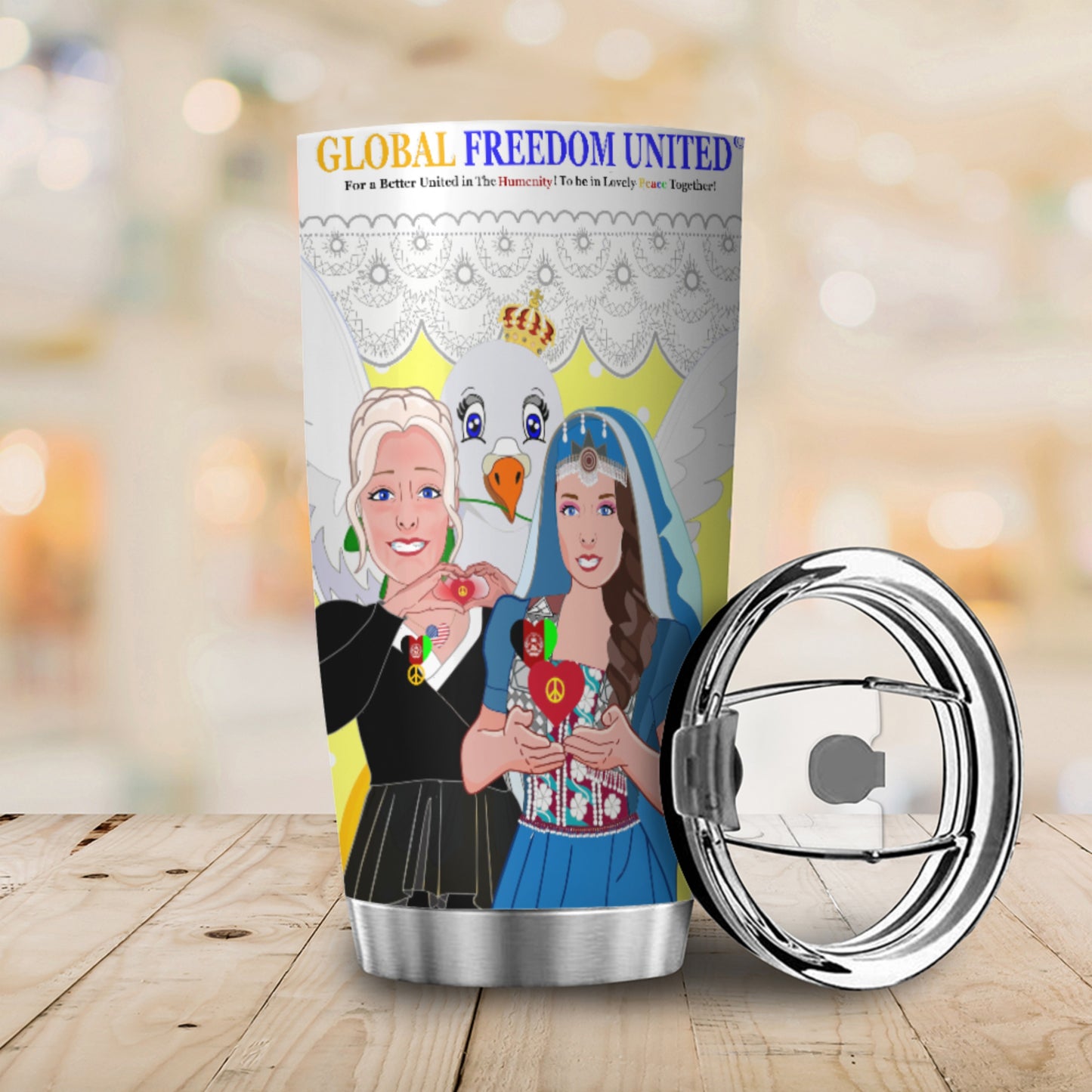 Tumbler GLOBAL FREEDOM UNITED© Women Afghanistan & USA Yellow