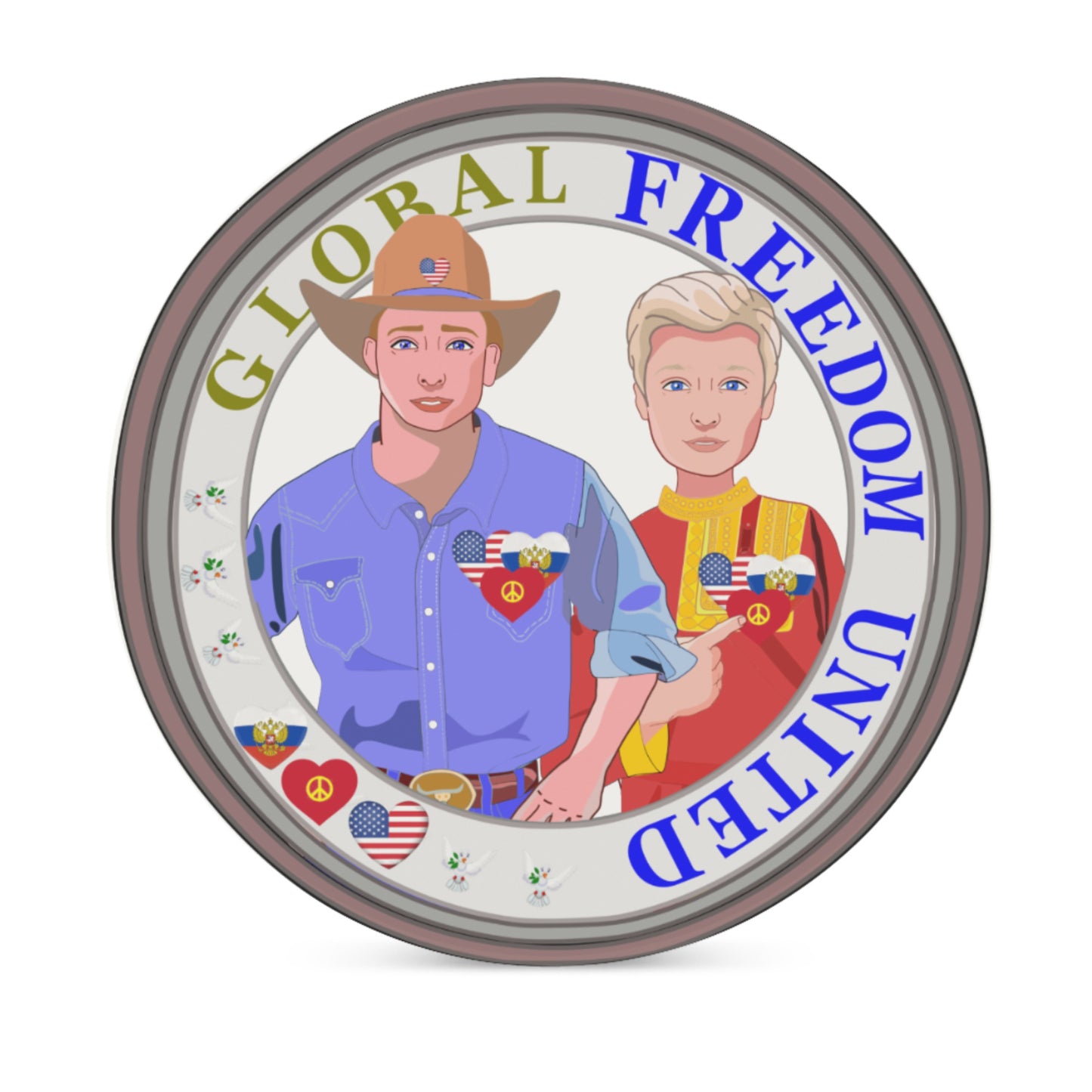 Ceramic Coasters GLOBAL FREEDOM UNITED© Men Russia & USA
