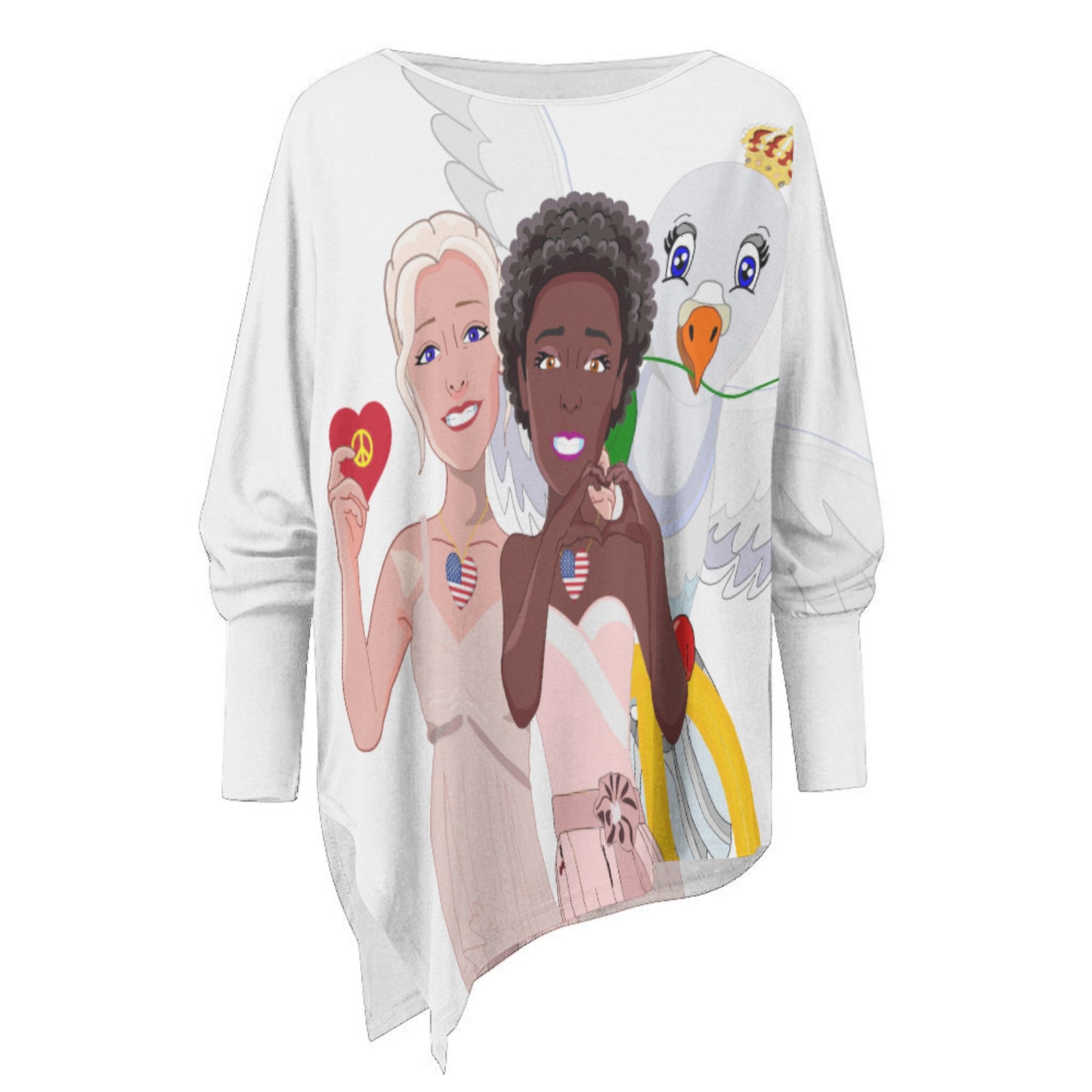 Pullover Long Sleeve T-shirt GLOBAL FREEDOM UNITED© Women Anti Racism & Fascism USA Big