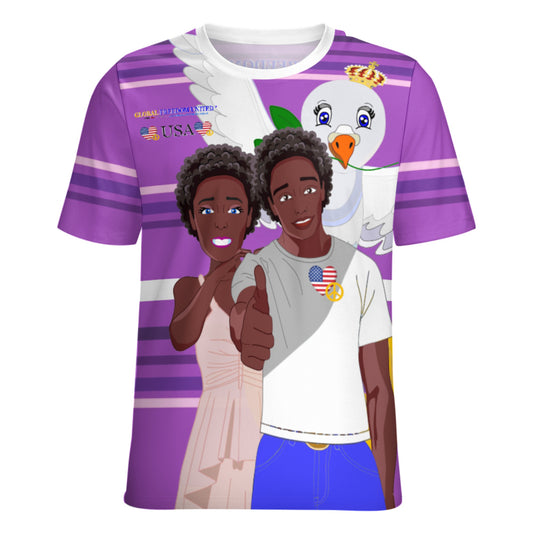 Women´s T-shirt 2 GLOBAL FREEDOM UNITED© Couple USA Afro American Lilac