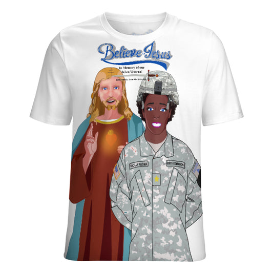 Women´s Wight T-Shirt Black GLOBAL FREEDOM UNITED© Jesus Christ For Fallen Veteran Afro American Soldiers V2