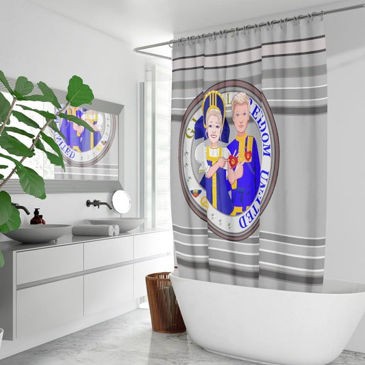 GLOBAL FREEDOM UNITED© Couple Russia Grey - Quick-drying Shower Curtain