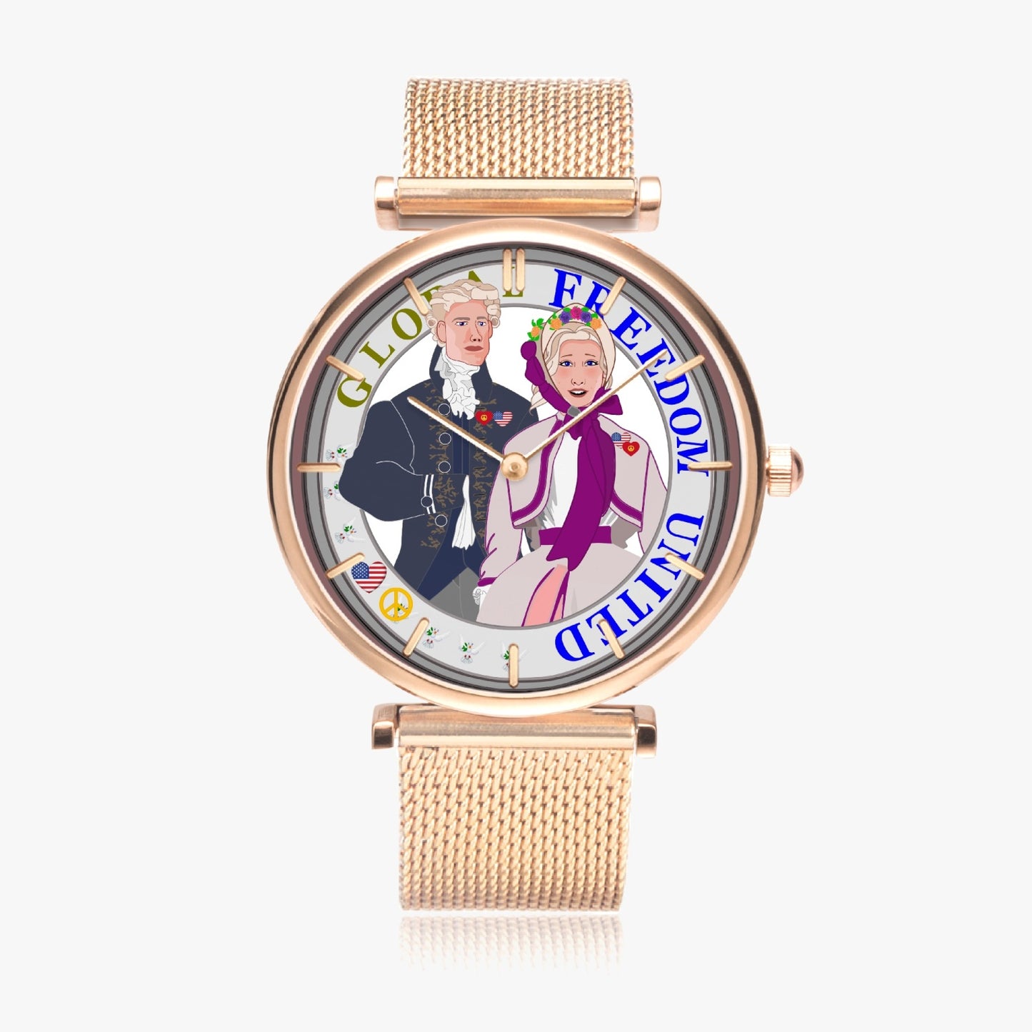 GLOBAL FREEDOM UNITED© Couple USA Georg Washington -  New Stylish Ultra-Thin Quartz Watch (With Indicators)