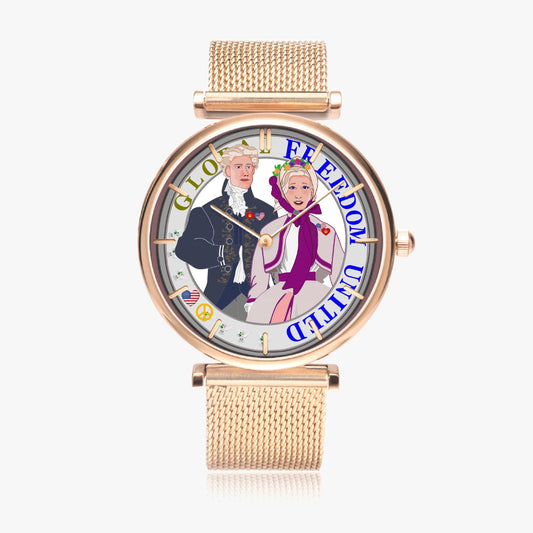 GLOBAL FREEDOM UNITED© Couple USA Georg Washington -  New Stylish Ultra-Thin Quartz Watch (With Indicators)