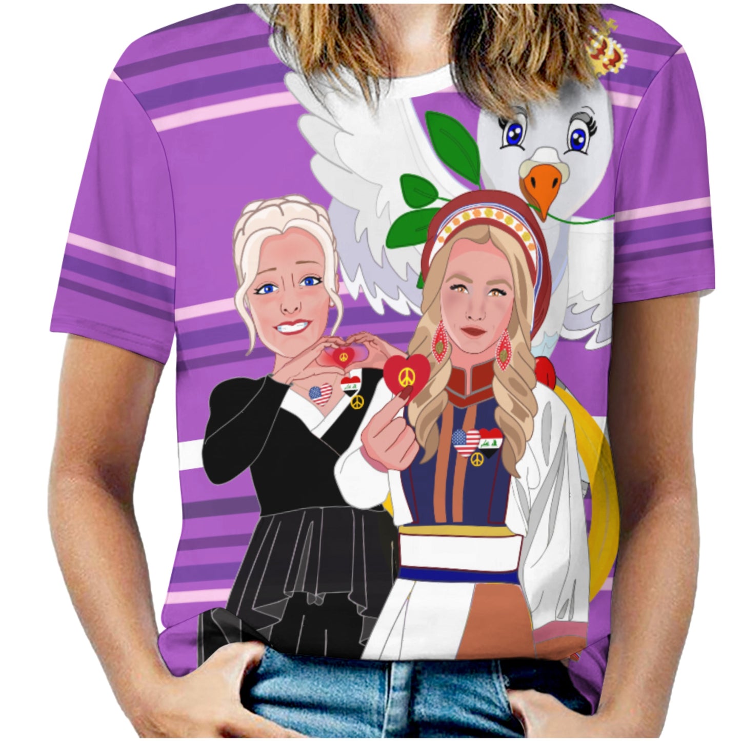 Women´s T-Shirt 3 GLOBAL FREEDOM UNITED© Women Iraq & USA Lilac