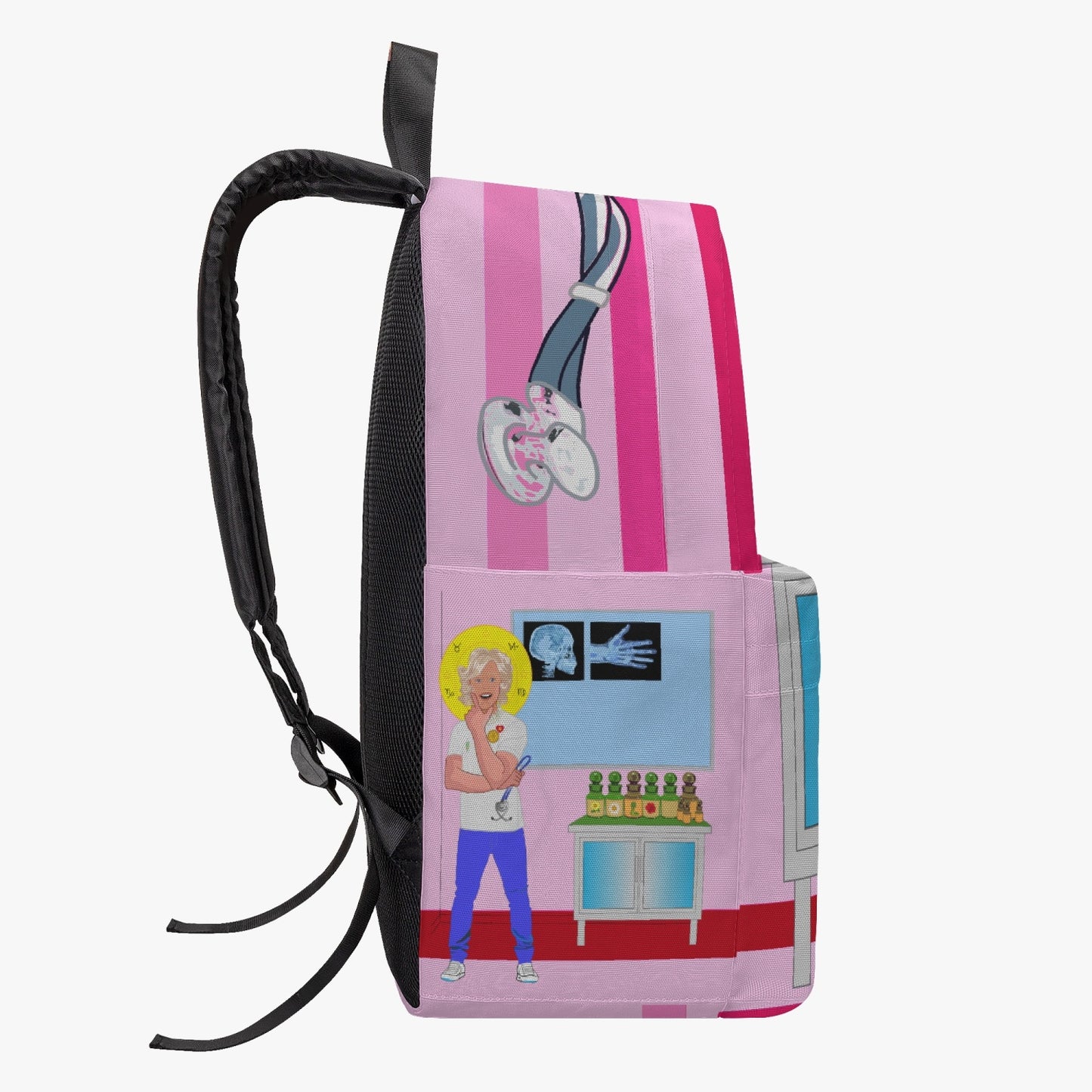 GLOBAL FREEDOM UNITED© Archangel Rafael as Doc English Pink1 - All-over-print Canvas Backpack