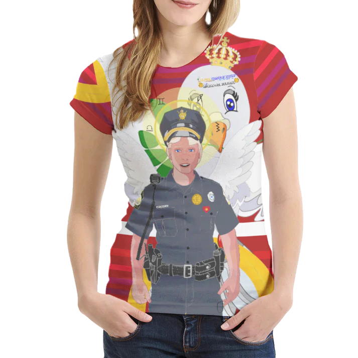 Women´s T-shirt 1 GLOBAL FREEDOM UNITED© Archangel Michael As Policemen Red