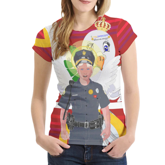 Women´s T-shirt 1 GLOBAL FREEDOM UNITED© Archangel Michael As Policemen Red