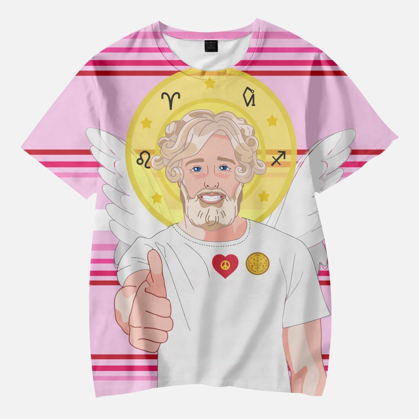 AOP Kids' Short T-Shirts GLOBAL FREEDOM UNITED ARCHANGEL URIEL GERMAN PINK2