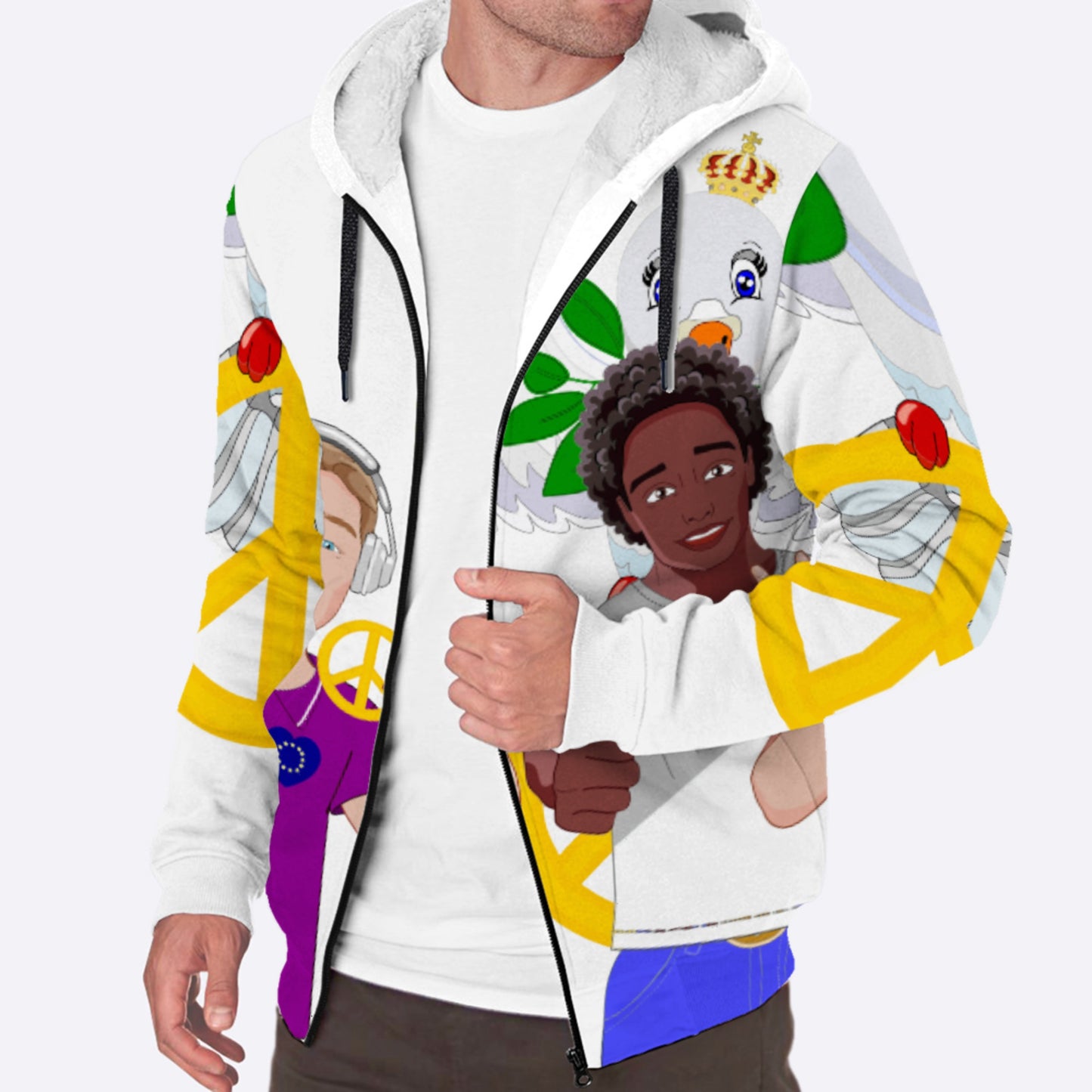 Plush Hoodie GLOBAL FREEDOM UNITED© Men Anti Racism & Fascism BIG 1