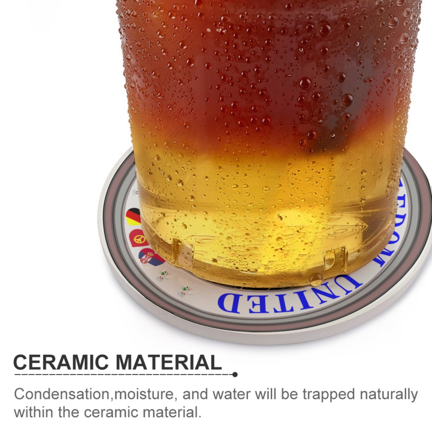 Ceramic Coasters GLOBAL FREEDOM UNITED© Men Serbia & Germany V1