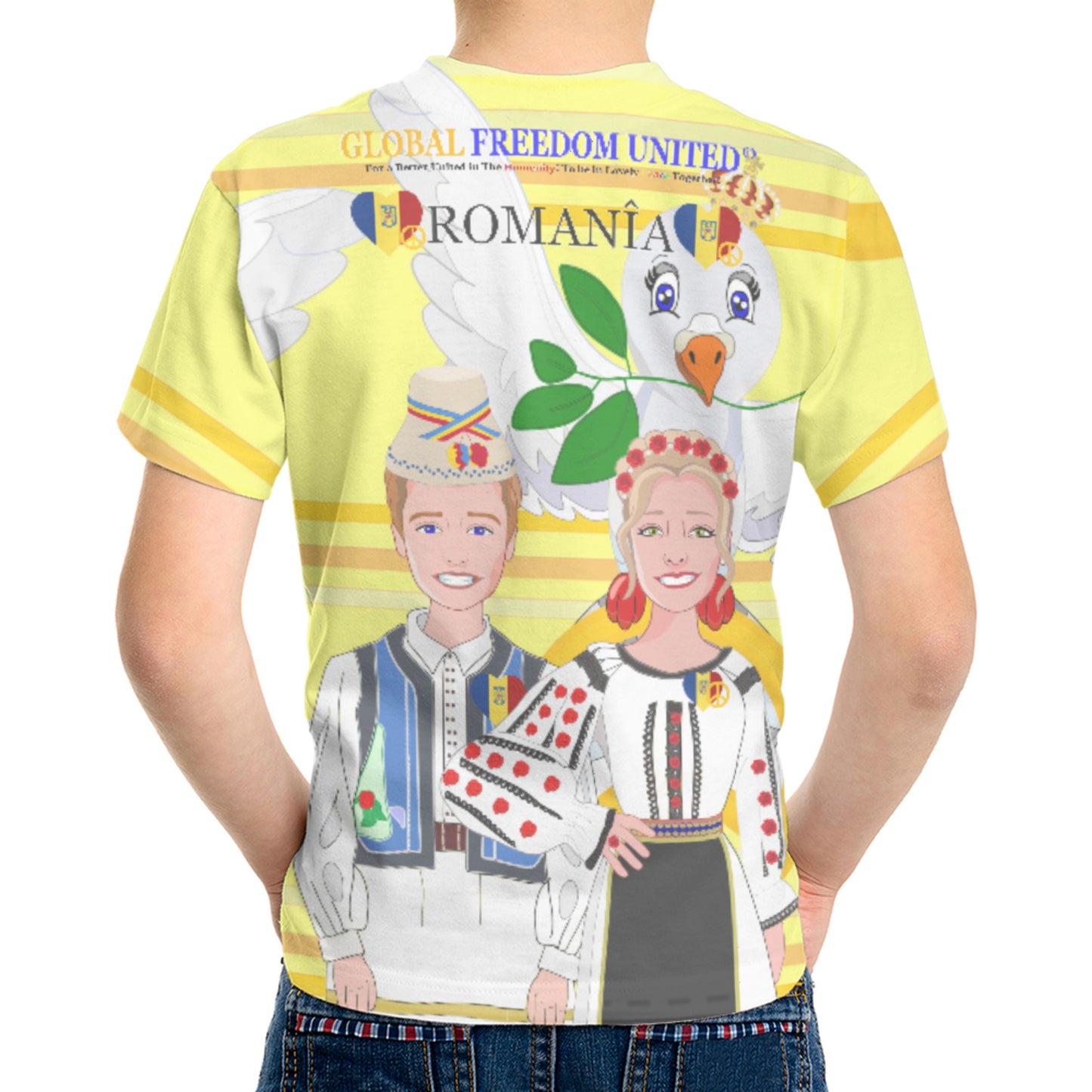 Kid´s T-shirt GLOBAL FREEDOM UNITED© Couple Romania Yellow