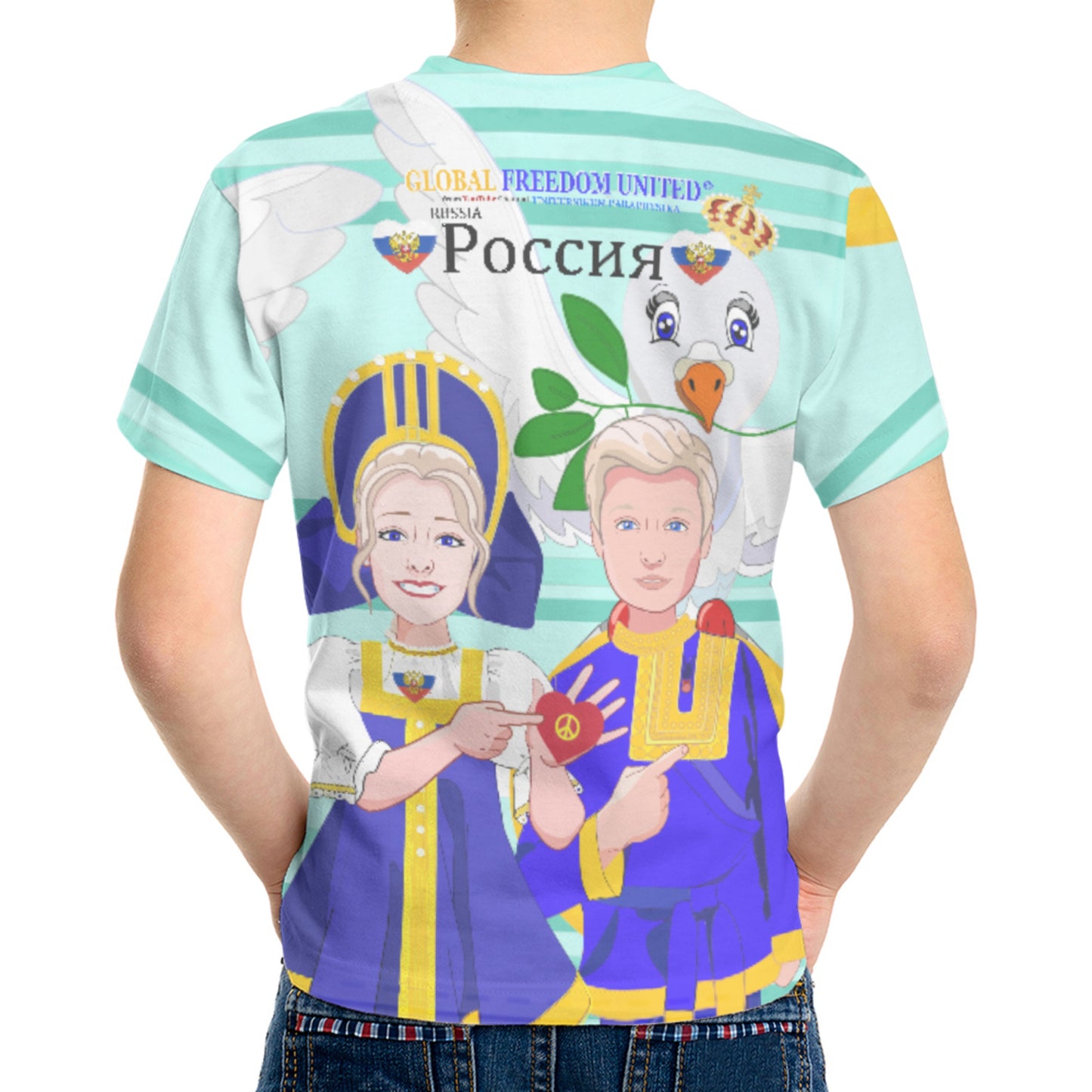 Kid´s T-shirt GLOBAL FREEDOM UNITED© Couple Russia Light Green