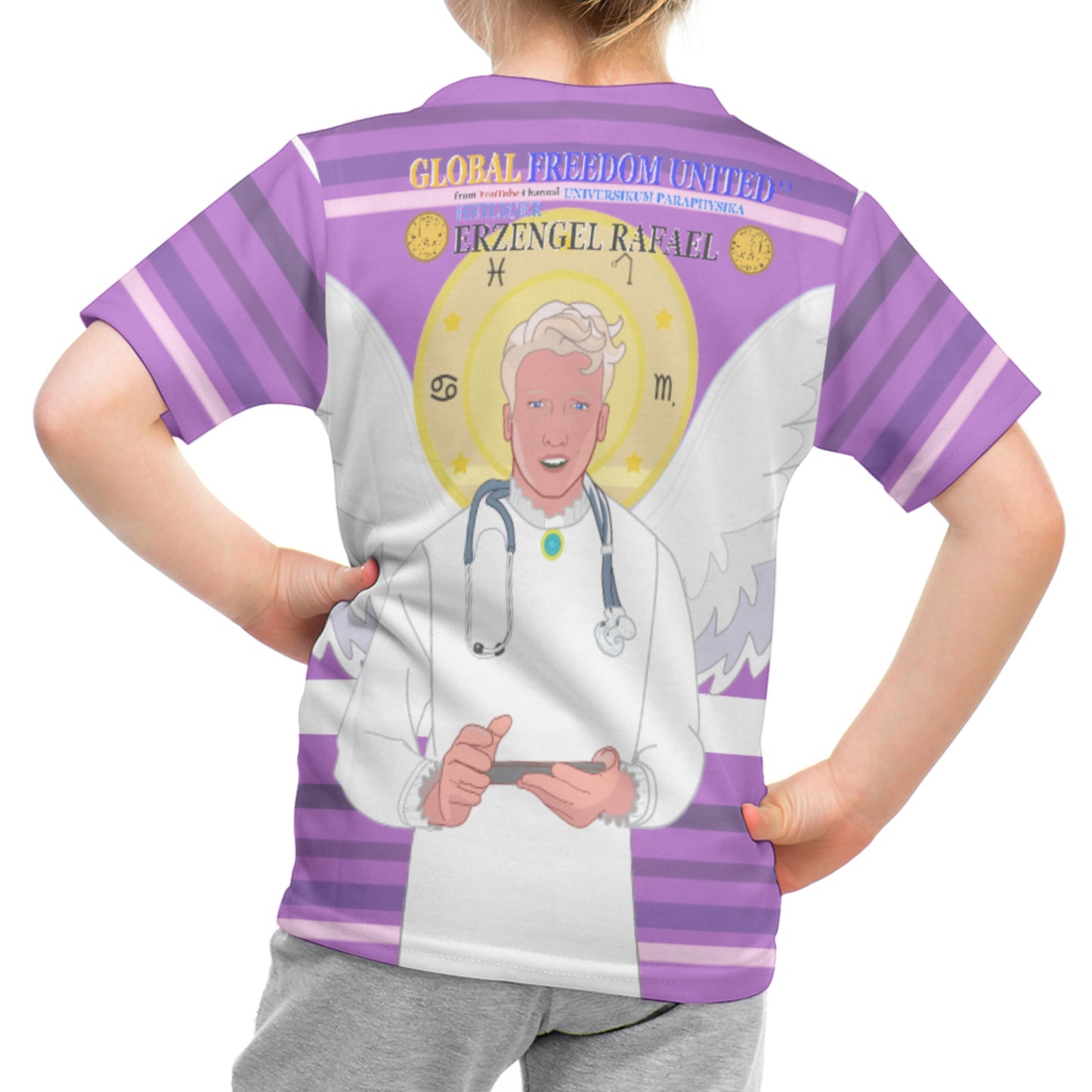 Kid´s T-shirt GLOBAL FREEDOM UNITED© Archangel Rafael German Lilac