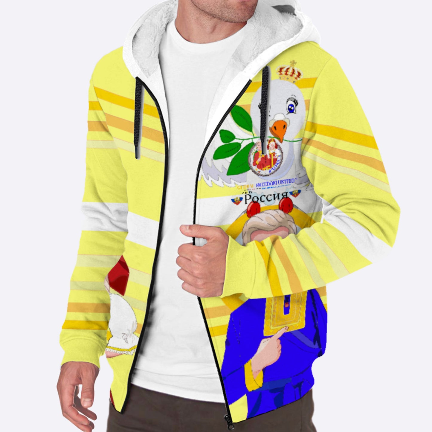 Plush Hoodie GLOBAL FREEDOM UNITED© Couple Russia Yellow