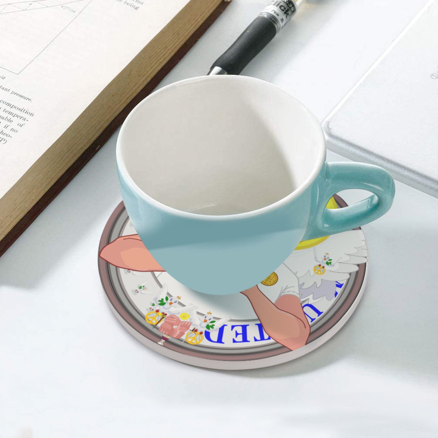 Ceramic Coasters GLOBAL FREEDOM UNITED© Archangel Rafael