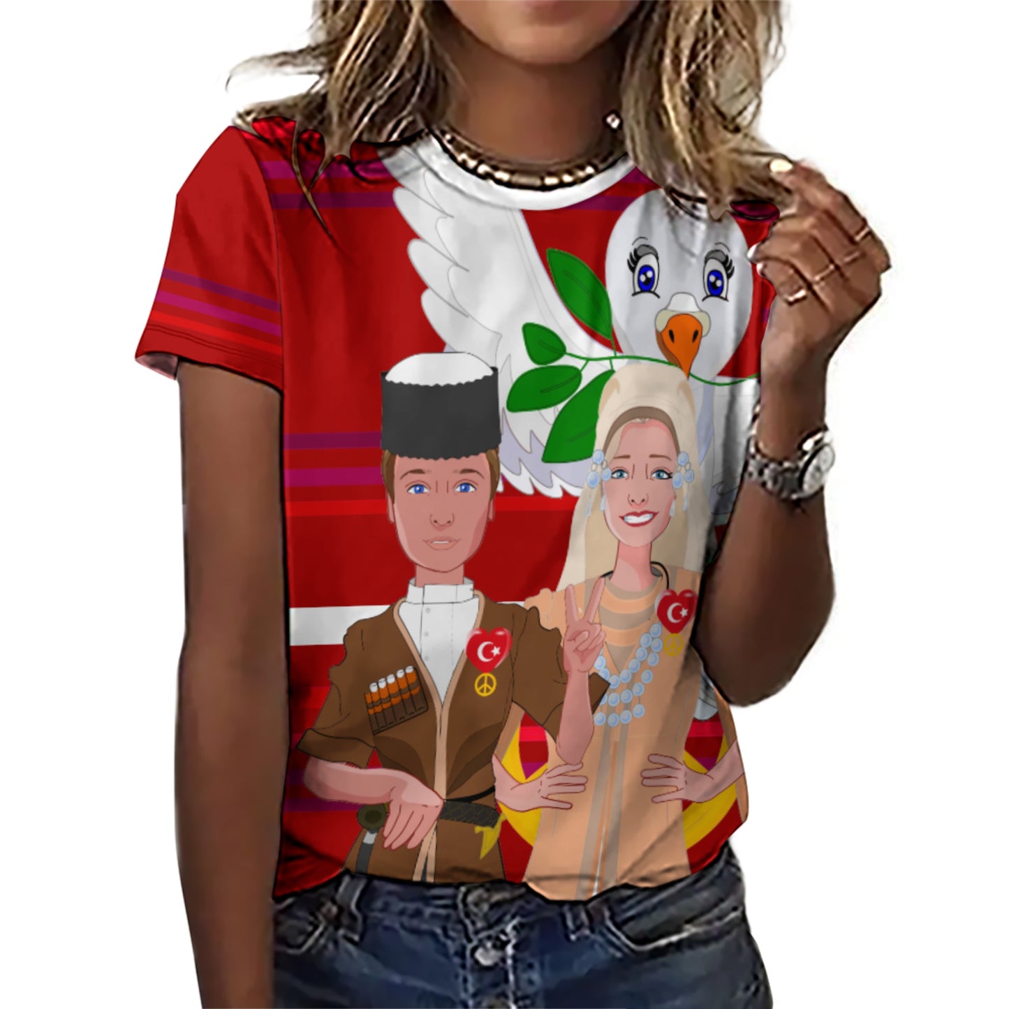 Women´s T-shirt GLOBAL FREEDOM UNITED© Couple Turkey Red