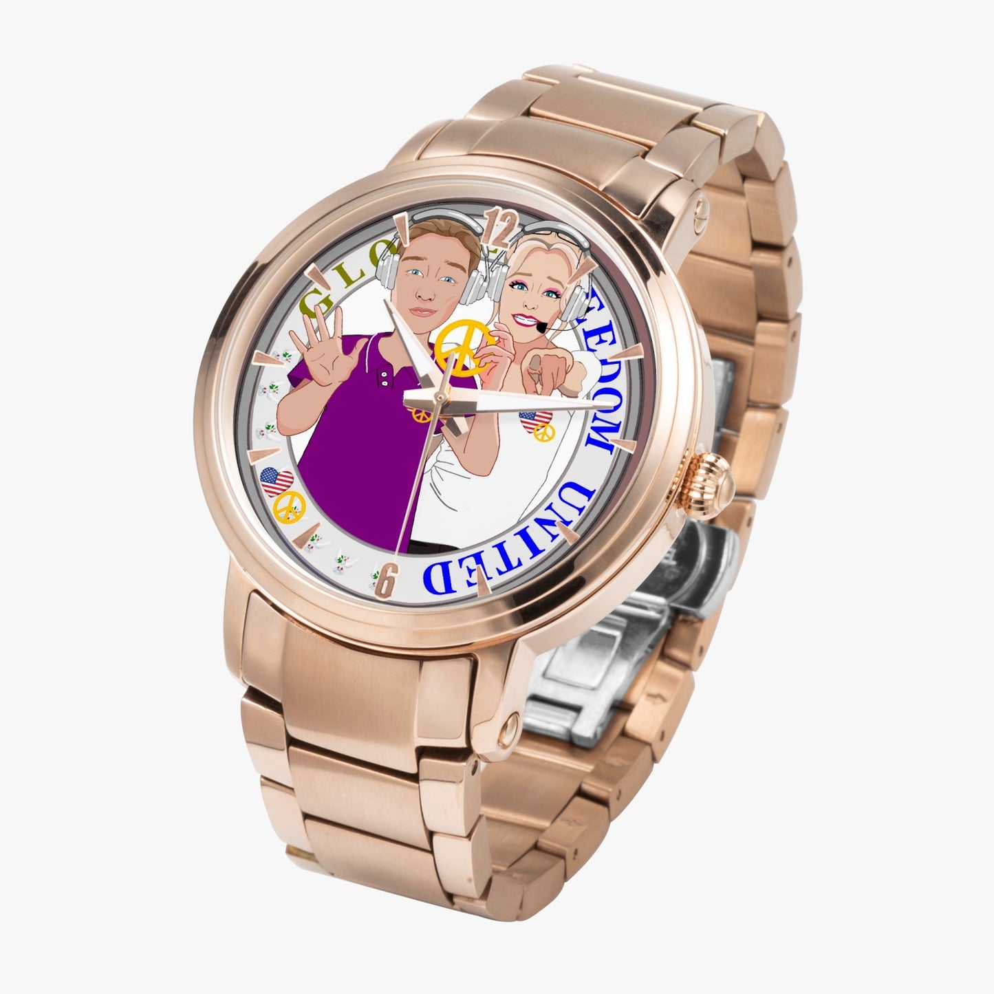 GLOBAL FREEDOM UNITED© Wight American - New Steel Strap Automatic Watch (With Indicators)