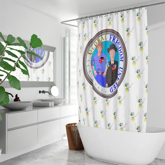 GLOBAL FREEDOM UNITED MEN USA & GERMANY OLD PEACE WIGHT Quick-drying Shower Curtain