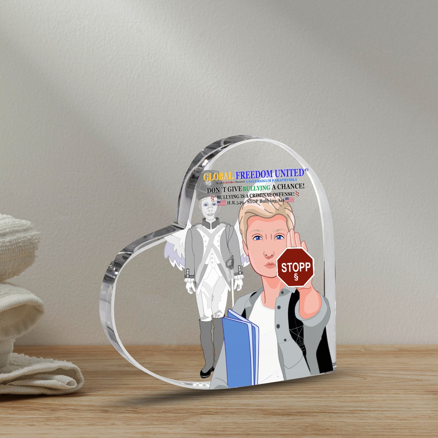 Acryl Heart GLOBAL FREEDOM UNITED© Anti Bullying Men USA