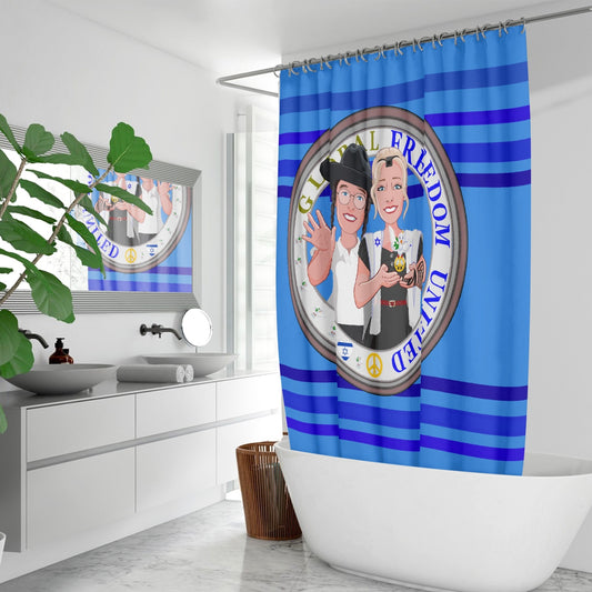 GLOBAL FREEDOM UNITED© Couple Israel Deep Blue - Quick-drying Shower Curtain