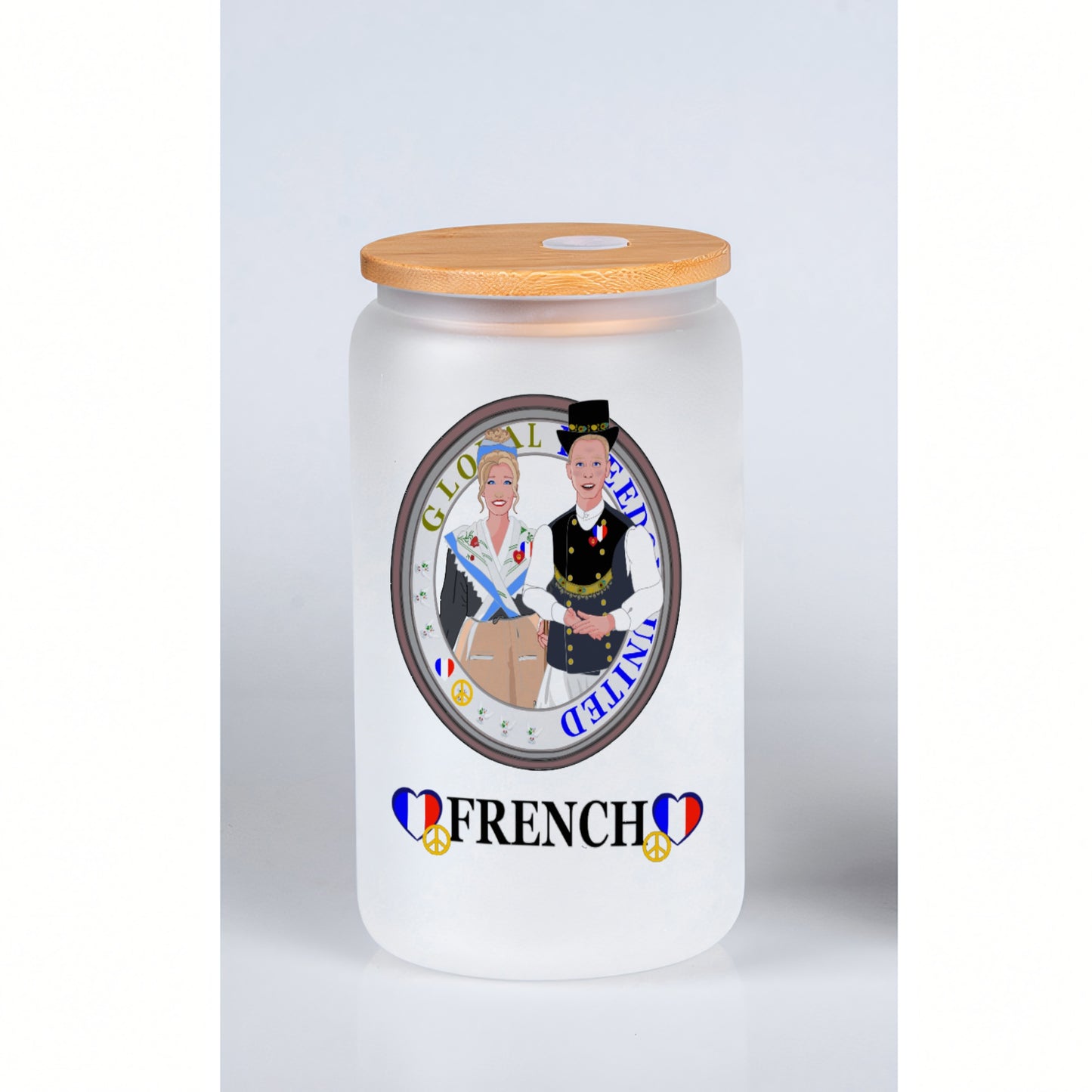 Frosted Glass Pipette Cup GLOBAL FREEDOM UNITED© Couple French