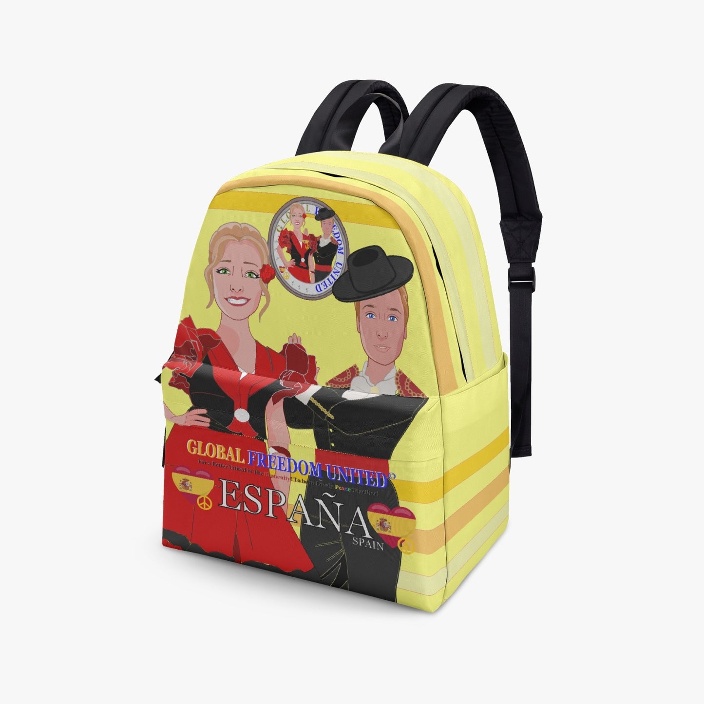 GLOBAL FREEDOM UNITED© Couplen Spain Yellow - All-over-print Canvas Backpack