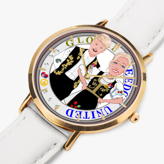 Hot Selling Ultra-Thin Leather Strap Quartz Watch (Rose Gold With Indicators) GLOBAL FREEDOM UNITED COUPLE SERBIA BLACK