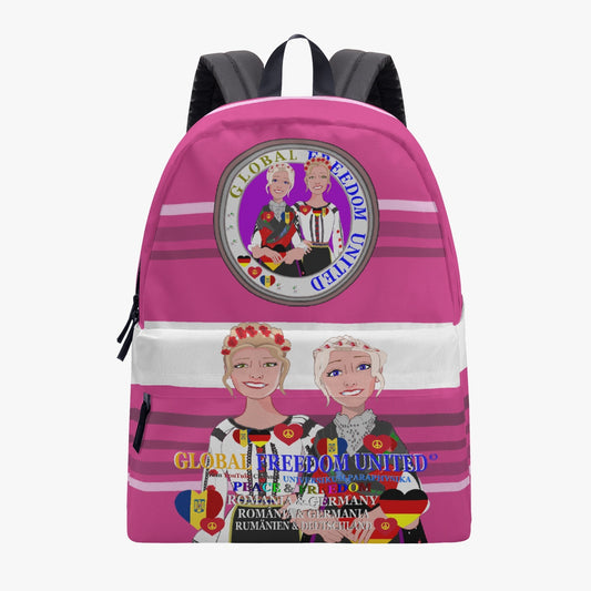 GLOBAL FREEDOM UNITED WOMEN ROMANIA & GERMANY OLD PEACE PINK All-over-print Canvas Backpack