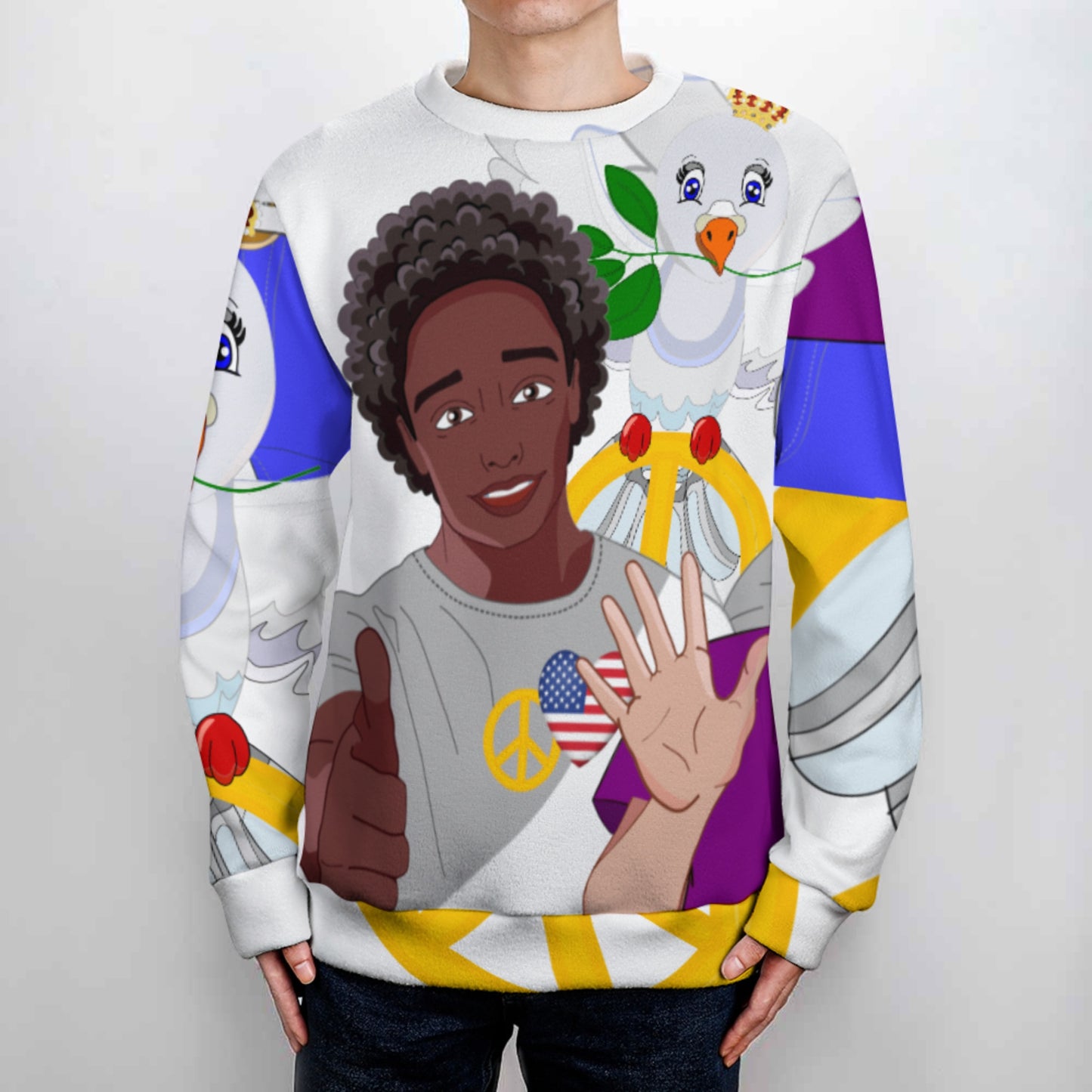 Knitted Sweater GLOBAL FREEDOM UNITED© Men Anti Racism & Fascism USA Big