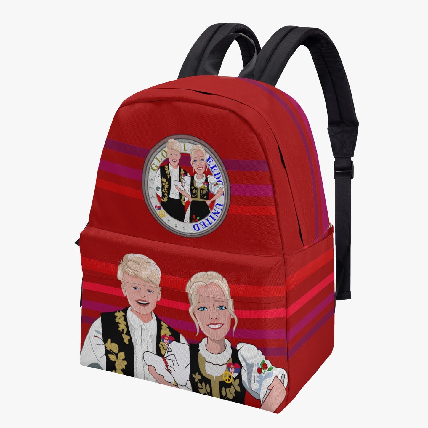 All-over-print Canvas Backpack GLOBAL FREEDOM UNITED COUPLE EDITION SERBIA RED