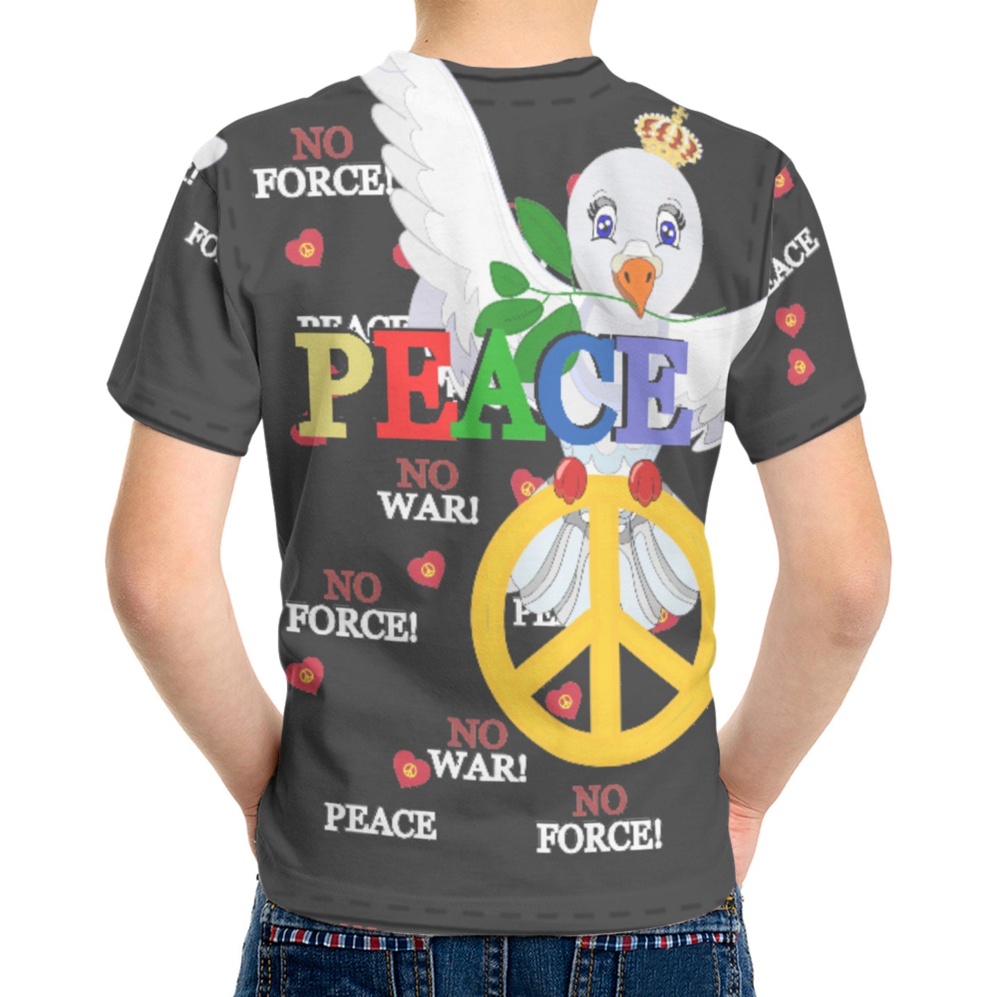 Kid´s T-shirt GLOBAL FREEDOM UNITED© Dove Of Peace V1 Black