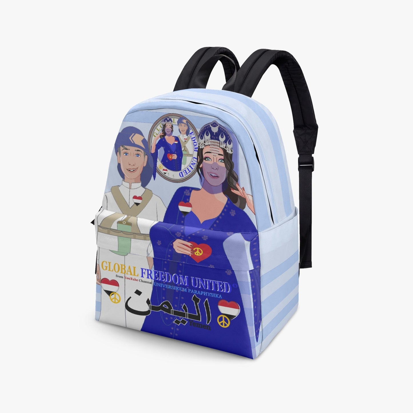 GLOBAL FREEDOM UNITED© Couple Yemen Light Blue - All-over-print Canvas Backpack
