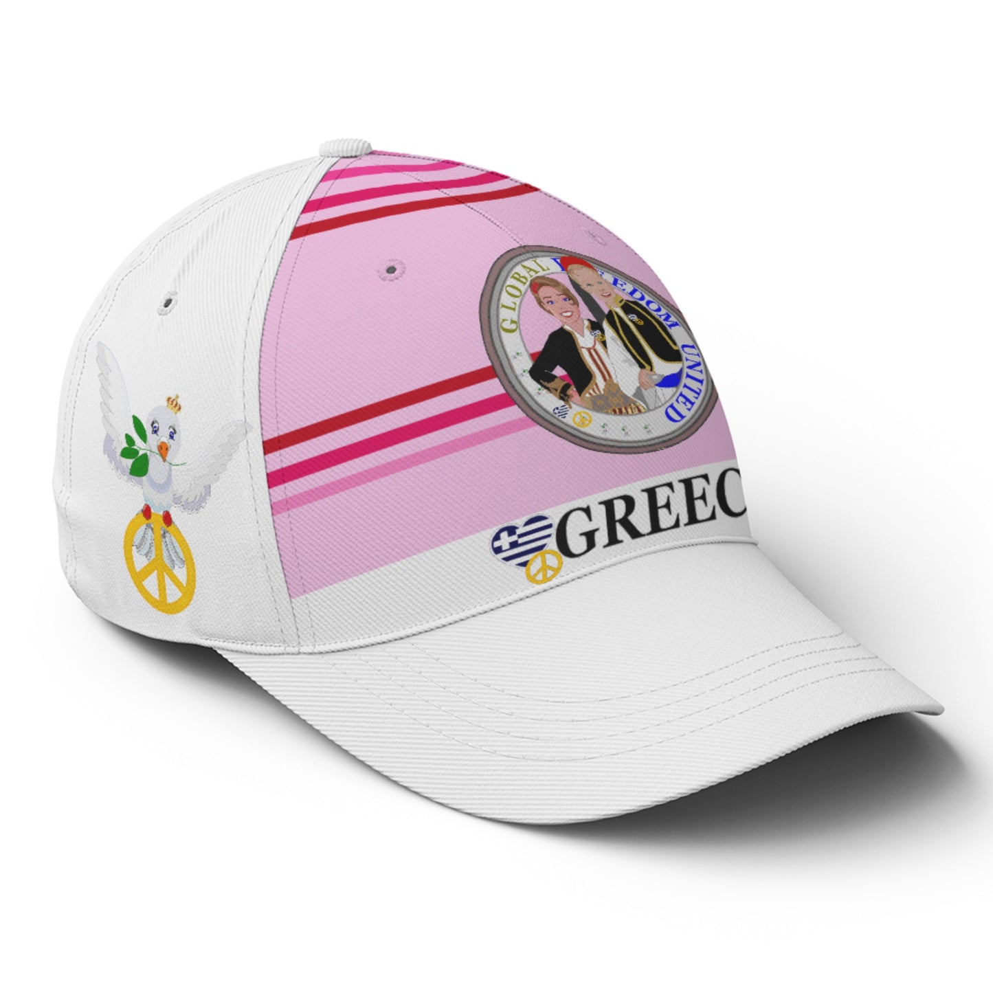 Basketball Cap GLOBAL FREEDOM UNITED© Couple Greece Pink1