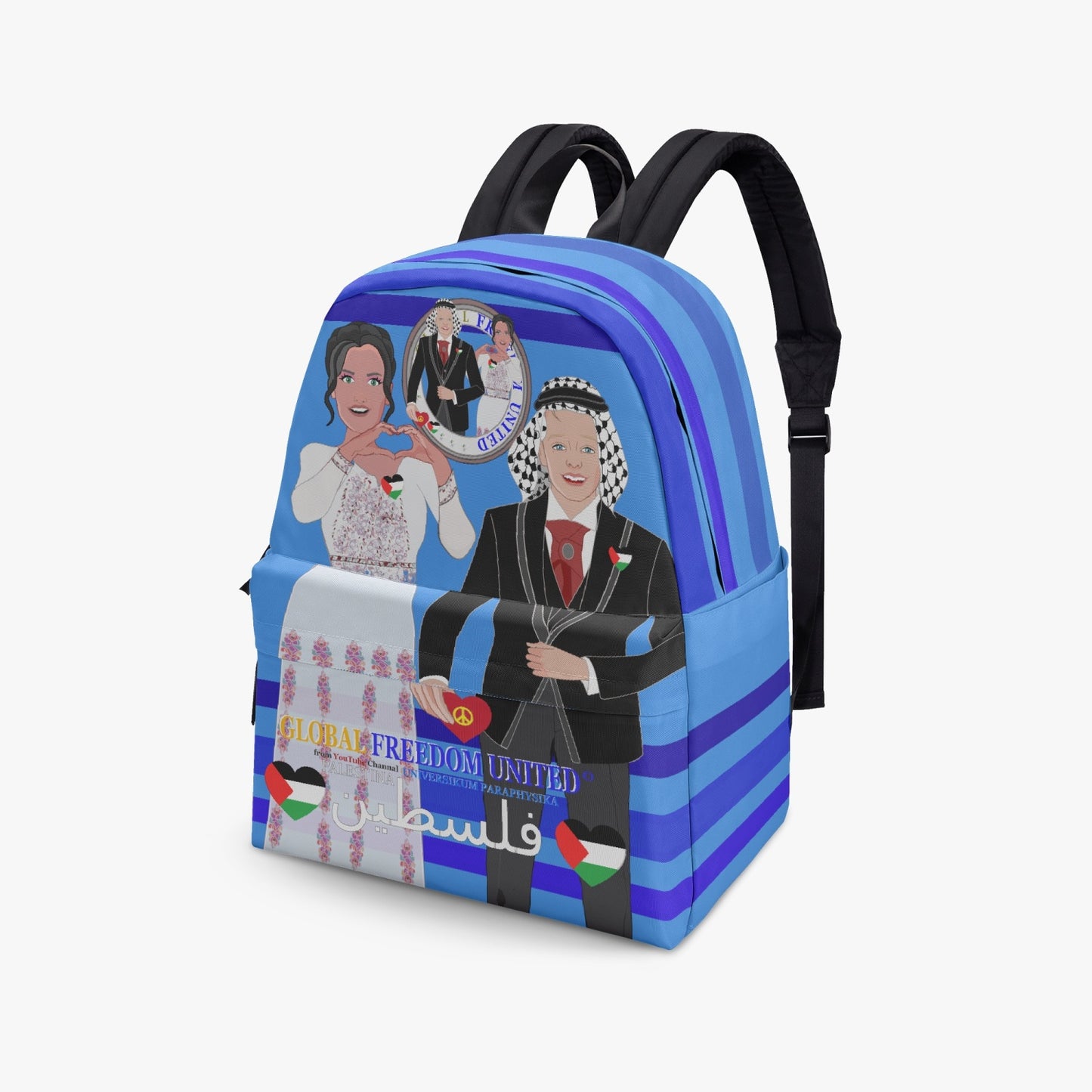 GLOBAL FREEDOM UNITED© Couple Palestina Deep Blue - All-over-print Canvas Backpack