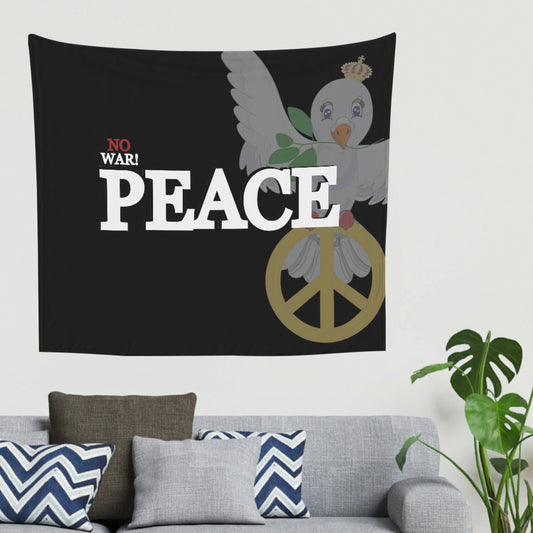 Tapestry GLOBAL FREEDOM UNITED© No War Peace With Dove Of Peace Black