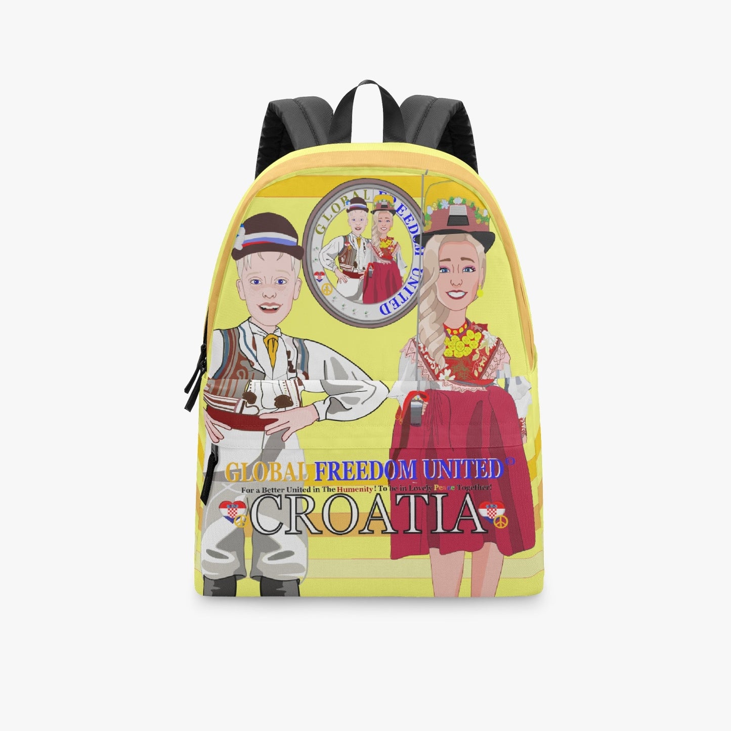 GLOBAL FREEDOM UNITED© COUPLE CROATIA Yellow - All-over-print Canvas Backpack