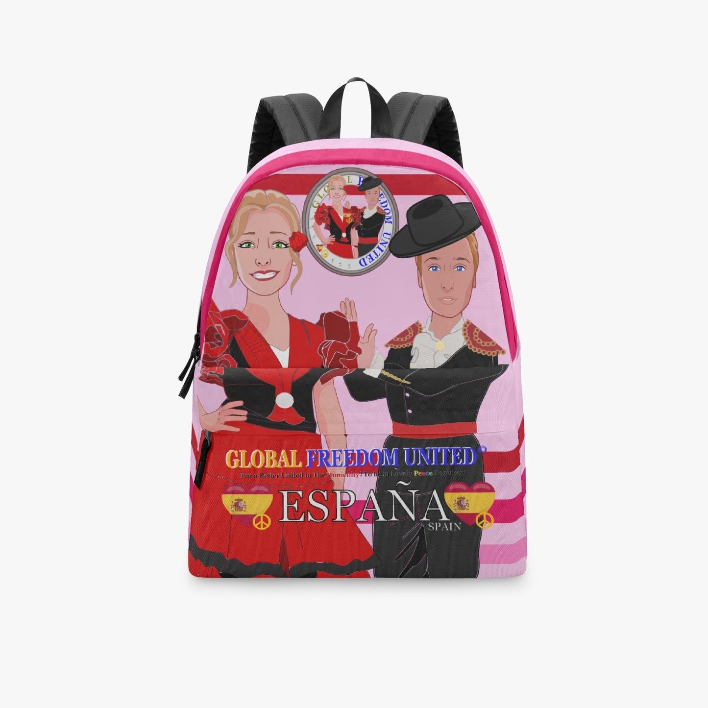 GLOBAL FREEDOM UNITED© Couplen Spain Pink1 - All-over-print Canvas Backpack
