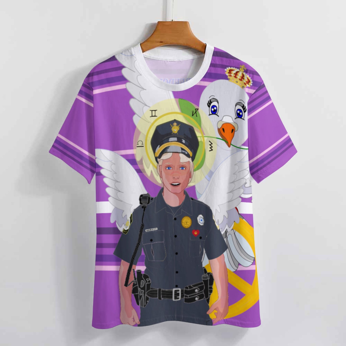Women´s T-shirt 2 GLOBAL FREEDOM UNITED© Archangel Michael As Policemen Lilac