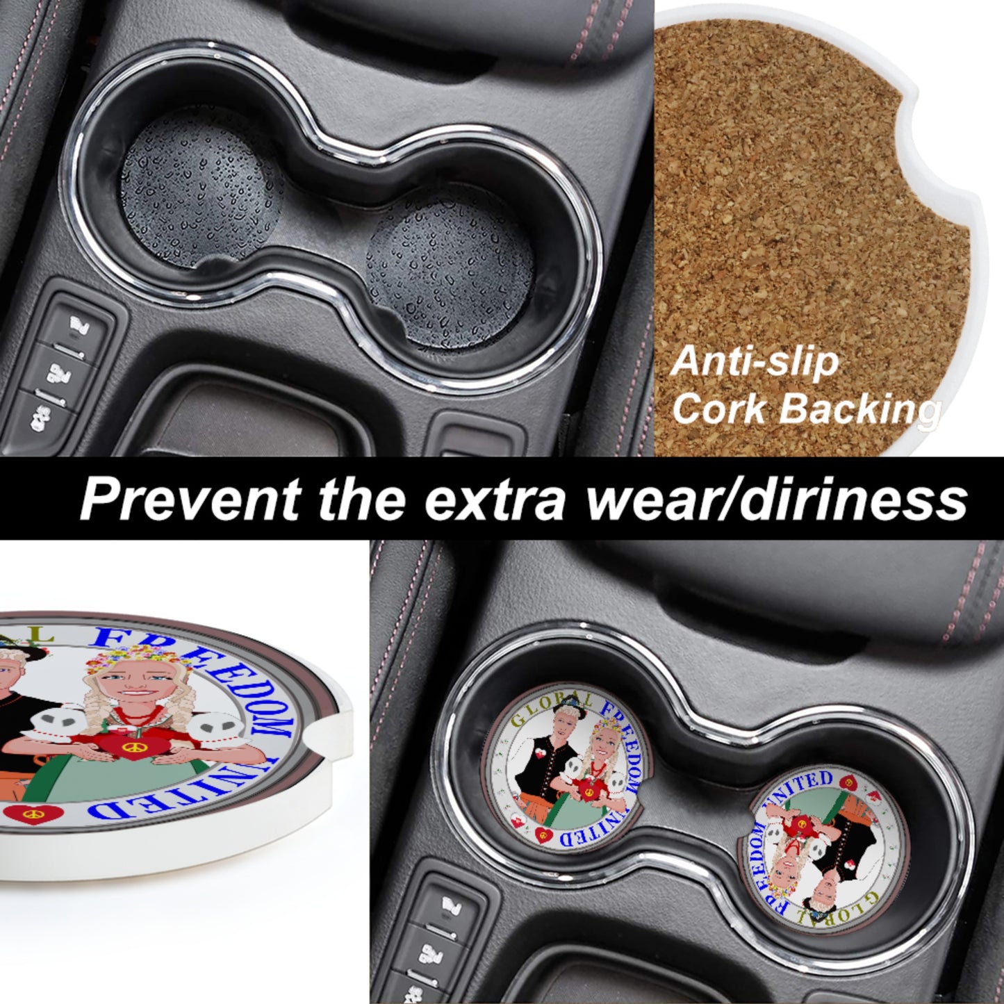 Ceramic Car Coaster GLOBAL FREEDOM UNITED© Couple Poland