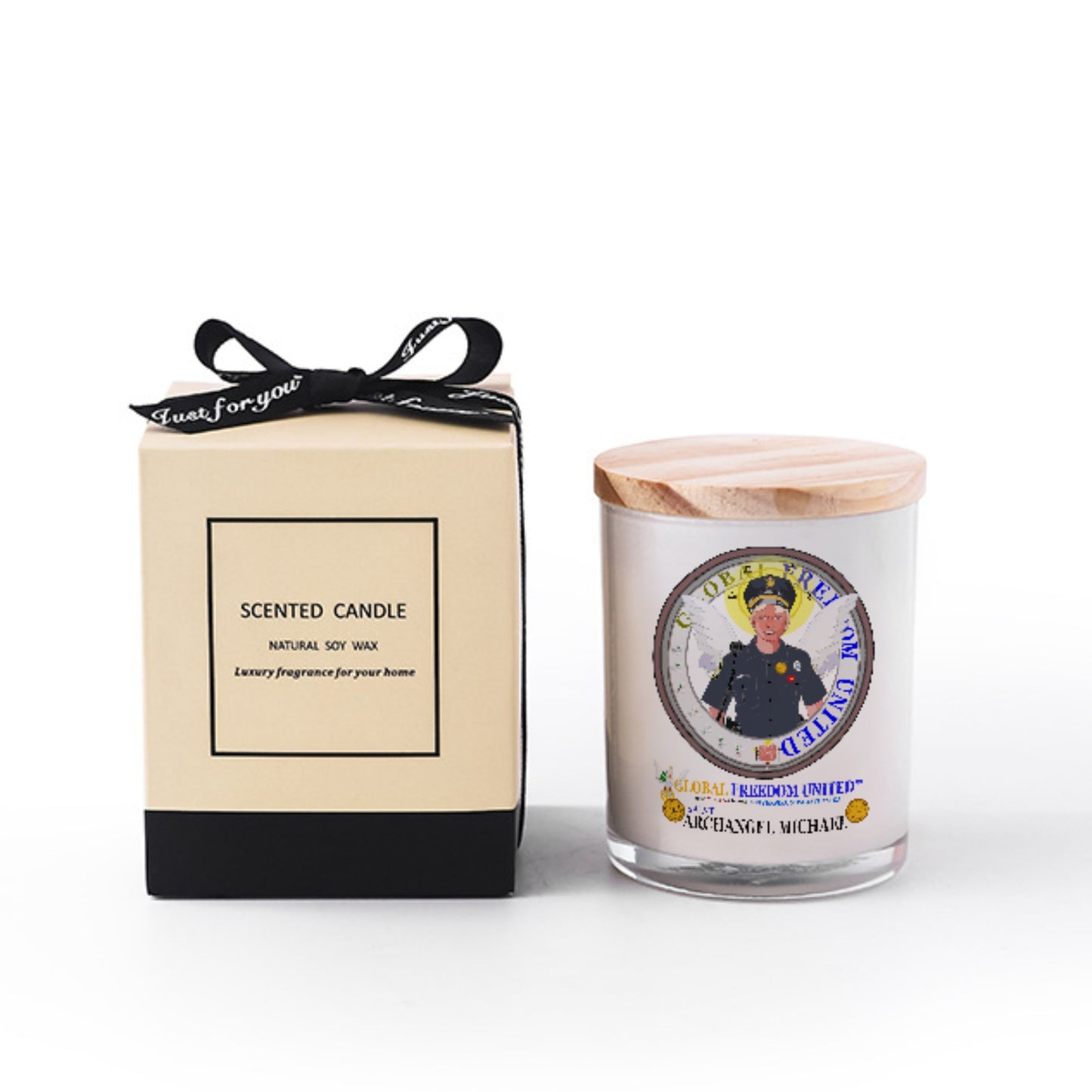 Scented Soy Candle GLOBAL FREEDOM UNITED© Archangel Michael As Policemen