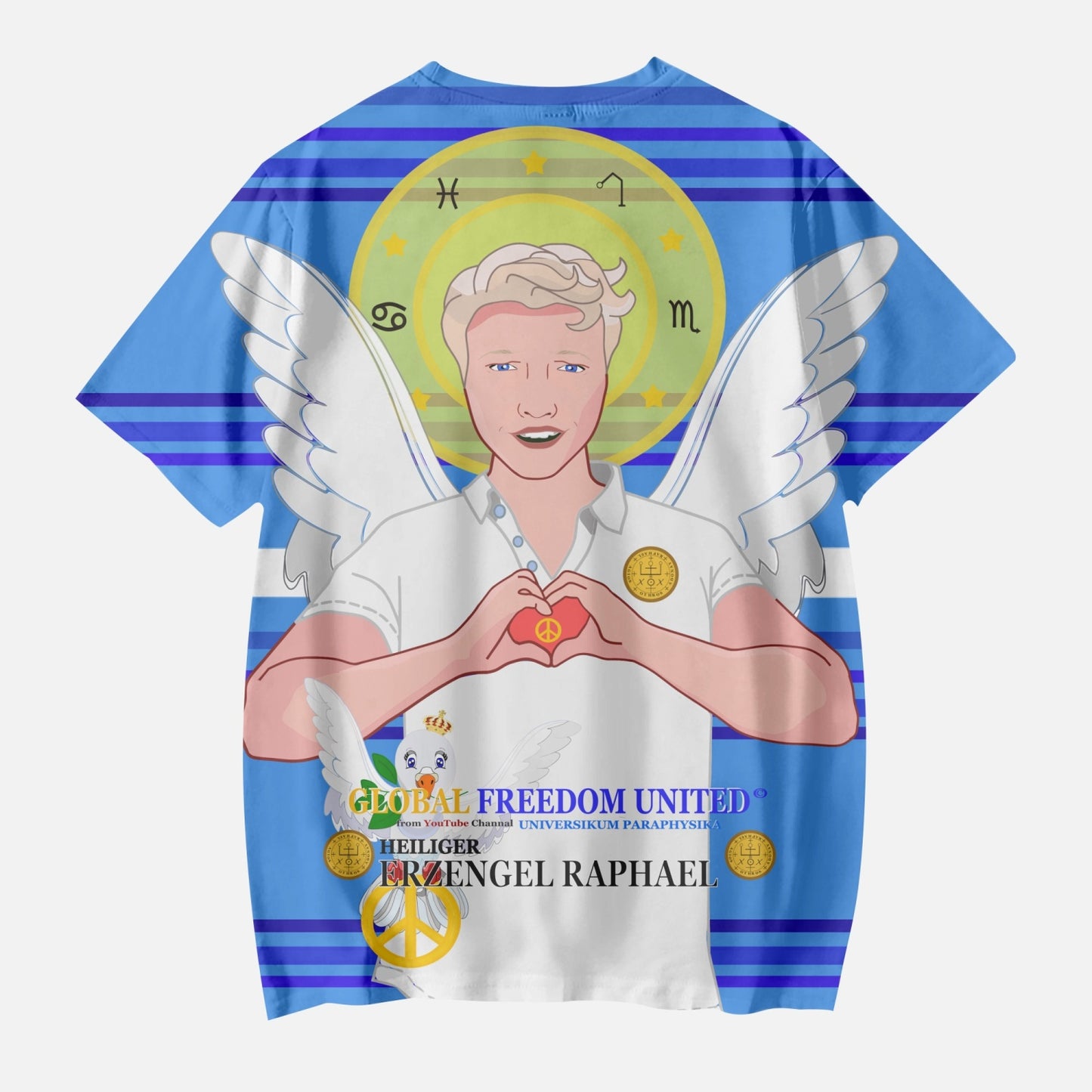 AOP Kids' Short T-Shirts GLOBAL FREEDOM UNITED ARCHANGEL RAPHAEL GERMAN DEEP BLUE