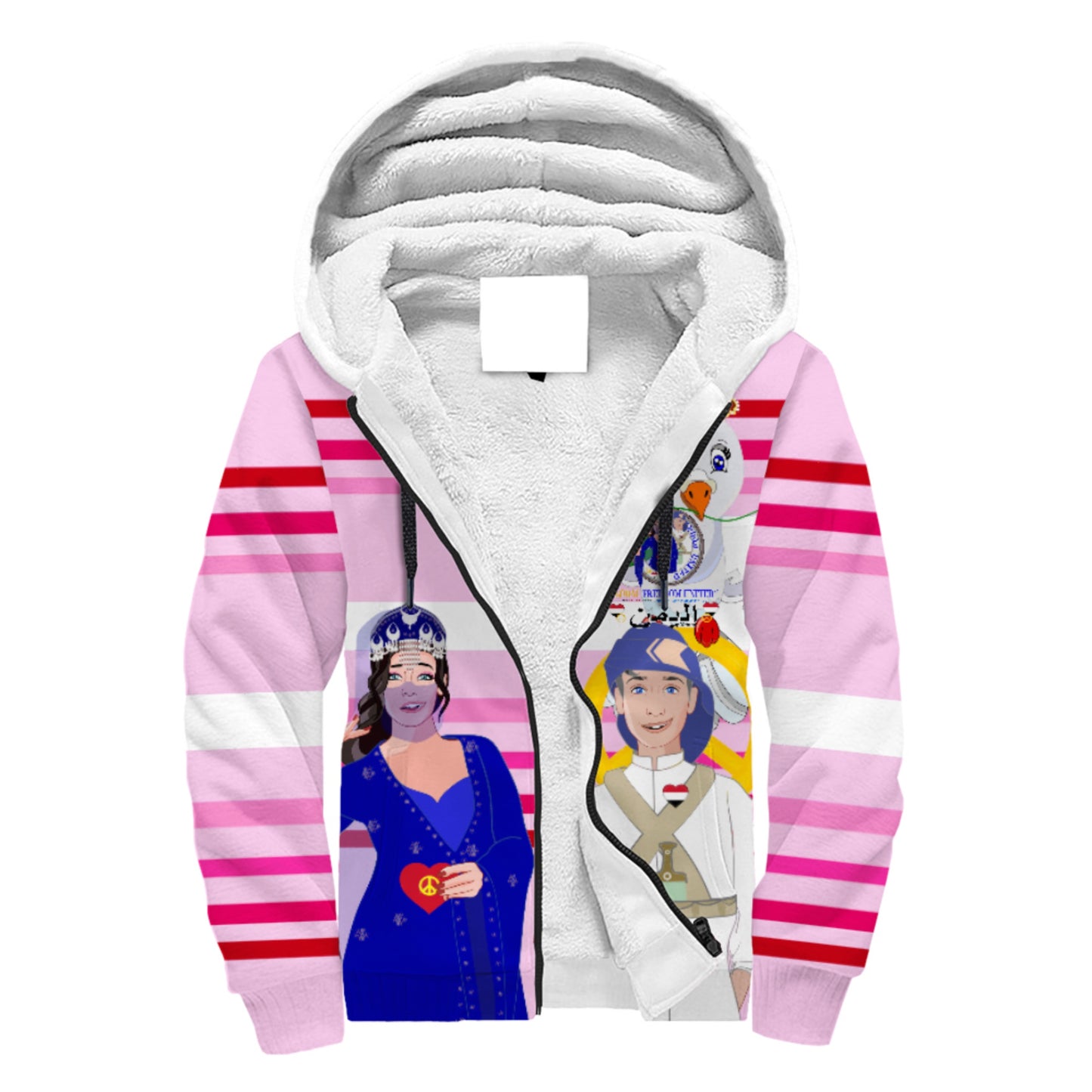 Plush Hoodie GLOBAL FREEDOM UNITED© Couple Yemen Pink1